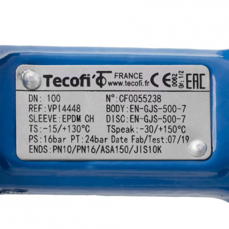 Затвор дисковый поворотный чугун VPI4448-02NI Ду 100 Ру16 Tecofi от компании Промышленное Снабжение®
