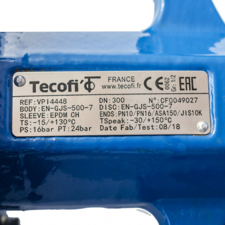Затвор дисковый поворотный чугун VPI4448-08EP Ду 300 Ру16 с редуктором Tecofi от компании Промышленное Снабжение®