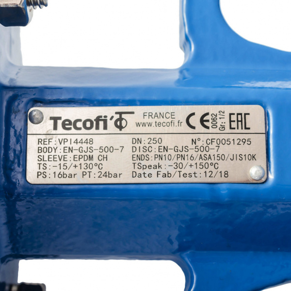 Затвор дисковый поворотный чугун VPI4448-02NI Ду 250 Ру16 Tecofi от компании Промышленное Снабжение®