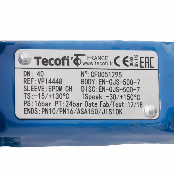 Затвор дисковый поворотный чугун VPI4448-02NI Ду 40 Ру16 Tecofi от компании Промышленное Снабжение®